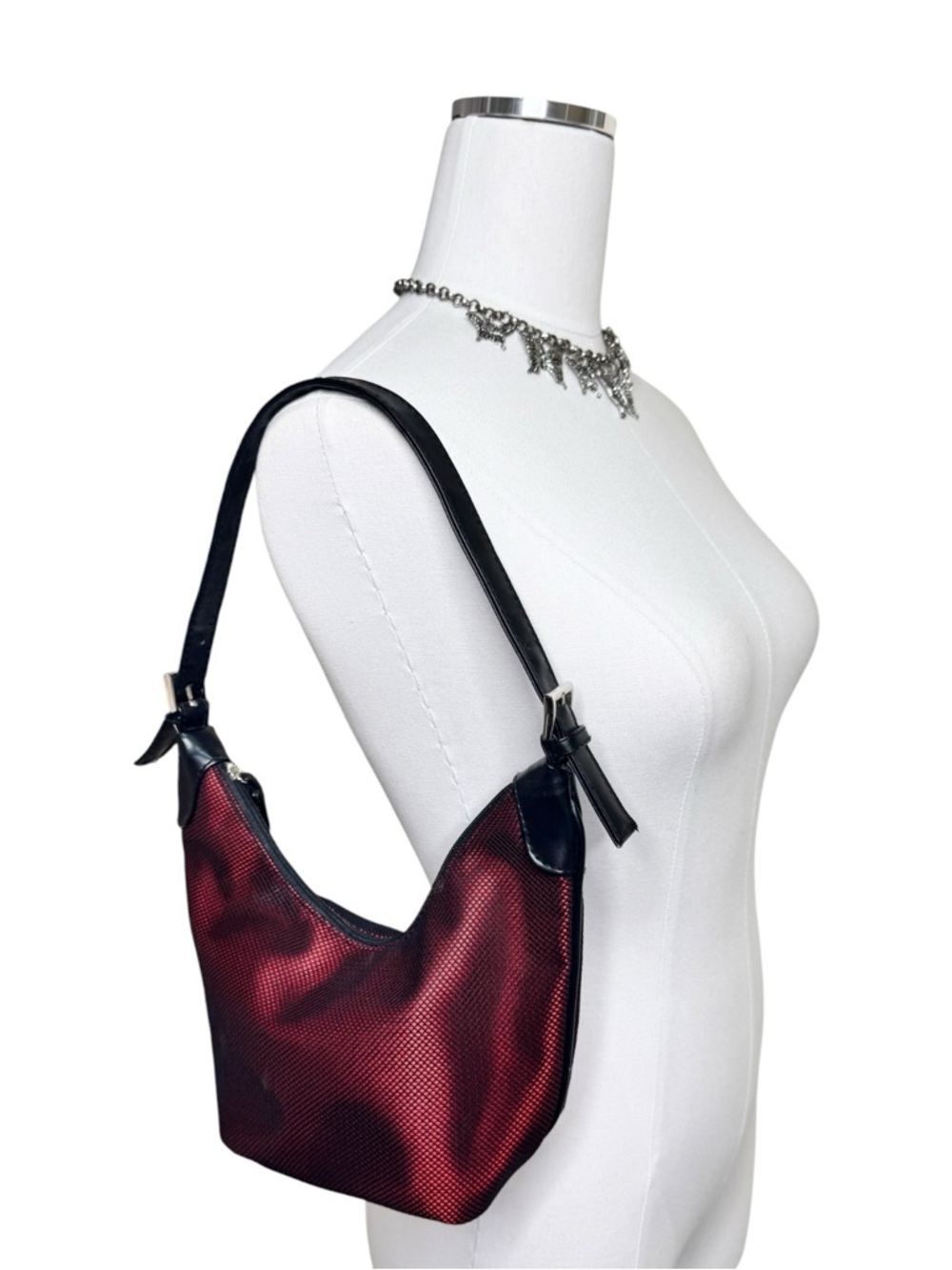 Y2K Victoria’s Secret Black Mesh + Red Shoulder Bag with Black Trim